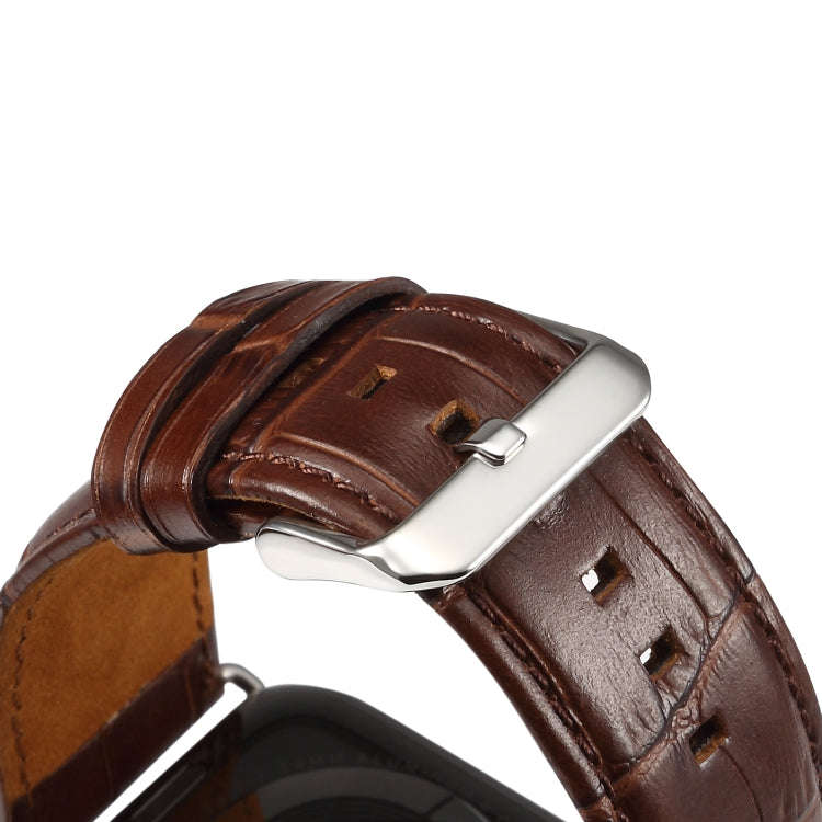 For Apple Watch Series 9&8&7 41mm / SE 3&SE 2&6&SE&5&4 40mm / 3&2&1 38mm Cowhide Crocodile Textur...