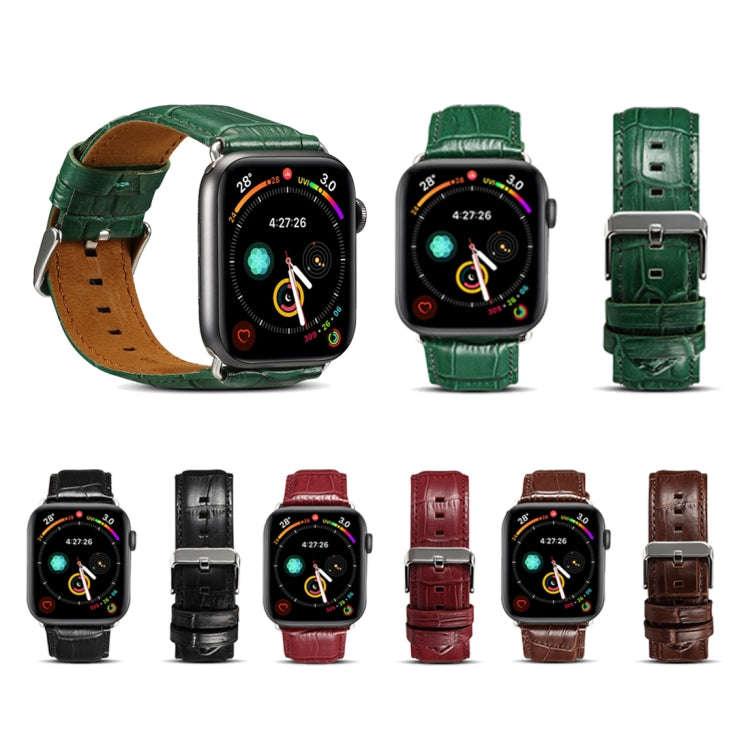 For Apple Watch Series 9&8&7 41mm / SE 3&SE 2&6&SE&5&4 40mm / 3&2&1 38mm Cowhide Crocodile Textur...