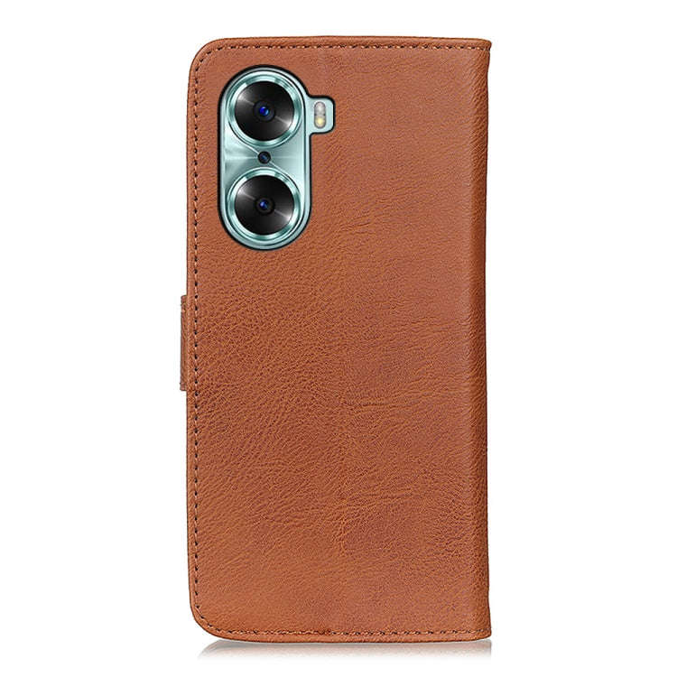 For Huawei Honor 60 KHAZNEH Cowhide Texture Horizontal Flip Leather Phone Case(Brown)