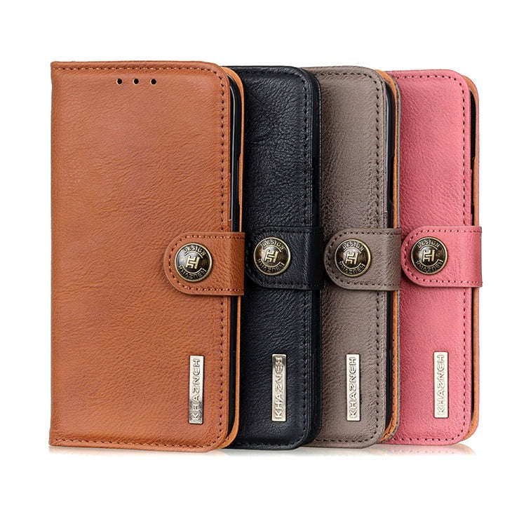 For Huawei Honor 60 KHAZNEH Cowhide Texture Horizontal Flip Leather Phone Case(Pink)