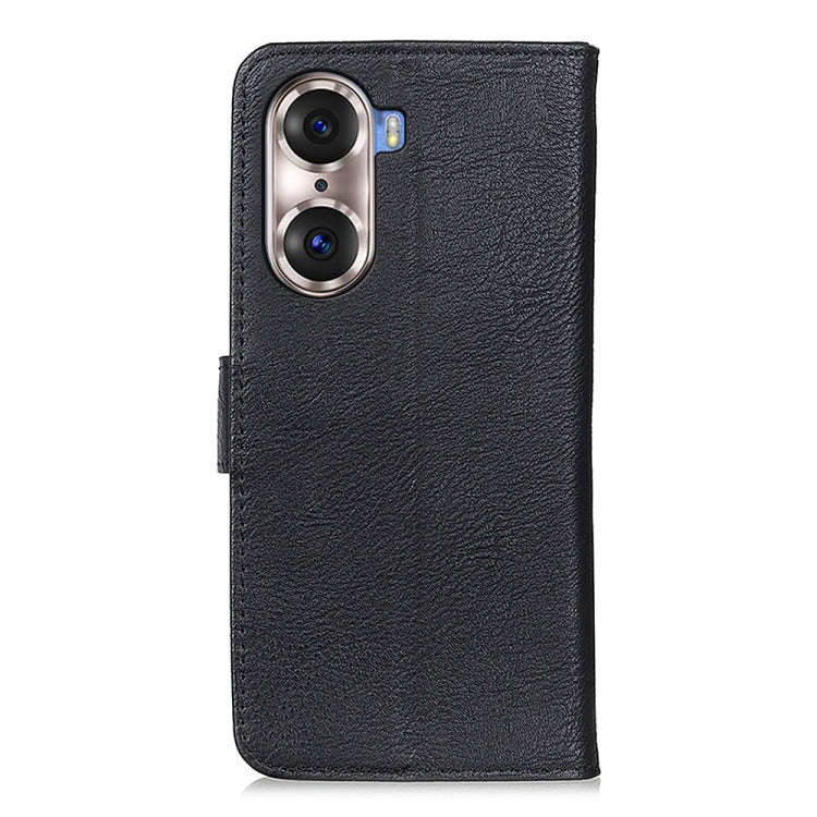 For Huawei Honor 60 Pro KHAZNEH Cowhide Texture Horizontal Flip Leather Phone Case(Black)
