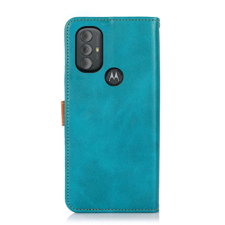 For Motorola Moto G Power (2022) KHAZNEH Dual-color Cowhide Texture Flip Leather Phone Case(Blue)