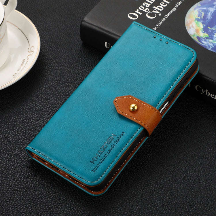 For Motorola Moto G Power (2022) KHAZNEH Dual-color Cowhide Texture Flip Leather Phone Case(Blue)
