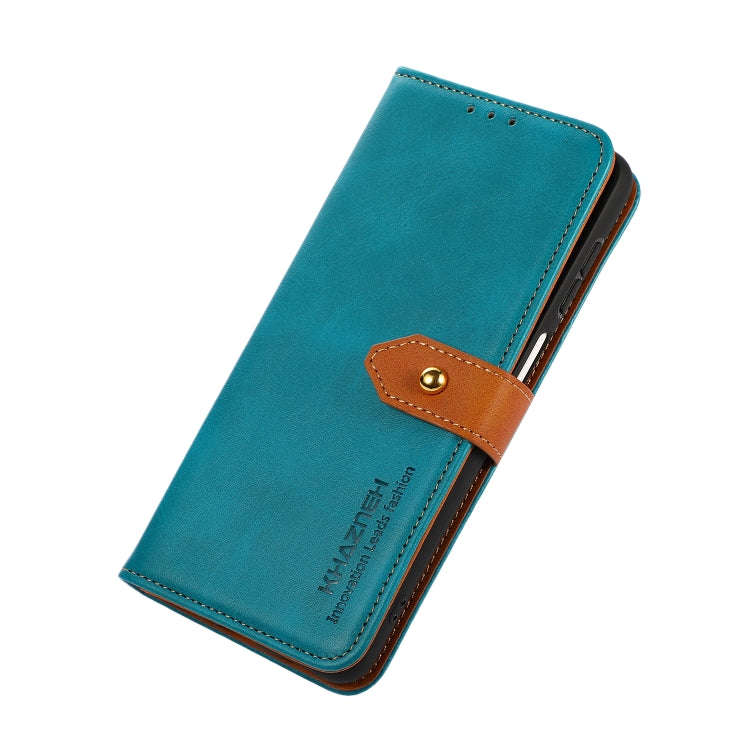 For Google Pixel 6a KHAZNEH Dual-color Cowhide Texture Horizontal Flip Leather Phone Case(Blue)