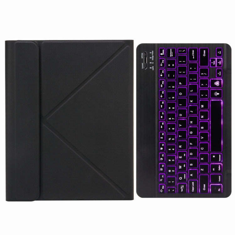 H-102S Monochrome Backlight Bluetooth Keyboard Leather Case with Rear Three-fold Holder For iPad ...