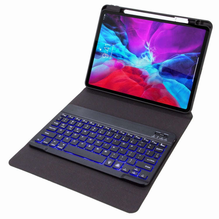 H-102S Monochrome Backlight Bluetooth Keyboard Leather Case with Rear Three-fold Holder For iPad ...