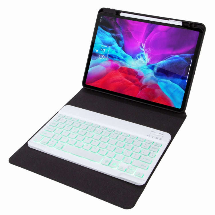 H-102S Monochrome Backlight Bluetooth Keyboard Leather Case with Rear Three-fold Holder For iPad ...