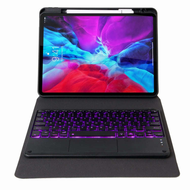 H-097S Monochrome Backlight Bluetooth Keyboard Leather Case with Rear Three-fold Holder For iPad ...