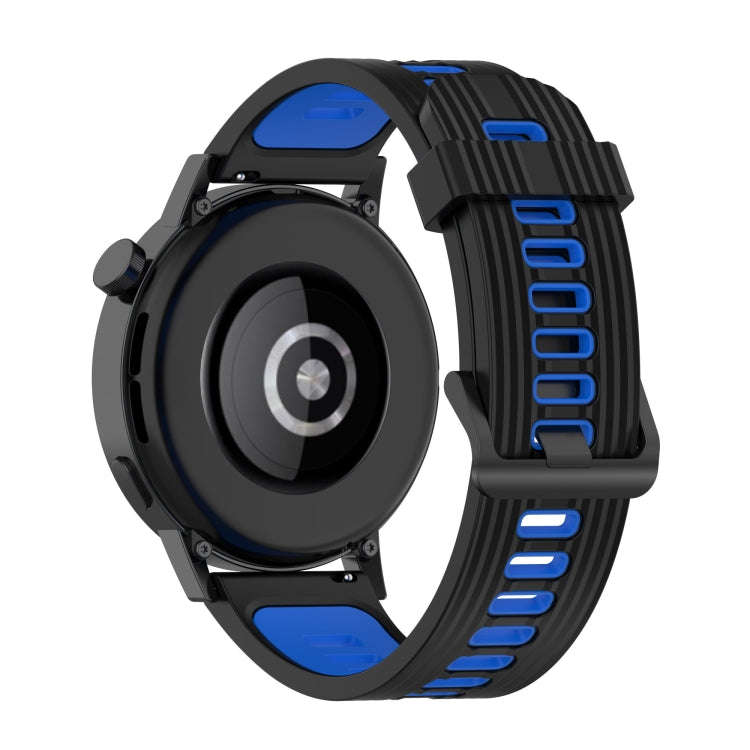 For Huawei Watch GT 3 42mm 20mm Two-color Stripe Silicone Watch Band(Black Blue)