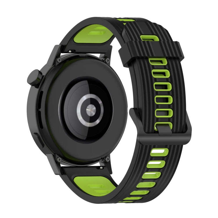 For Huawei Watch GT 3 42mm 20mm Two-color Stripe Silicone Watch Band(Black Lime Green)