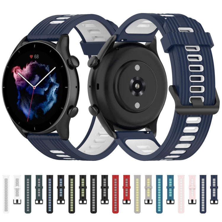 For Huawei Watch GT 3 42mm 20mm Two-color Stripe Silicone Watch Band(Black Lime Green)