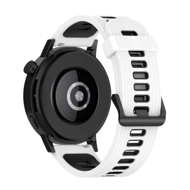 For Huawei Watch GT 3 46mm 22mm Two-color Stripe Silicone Watch Band(White Black)