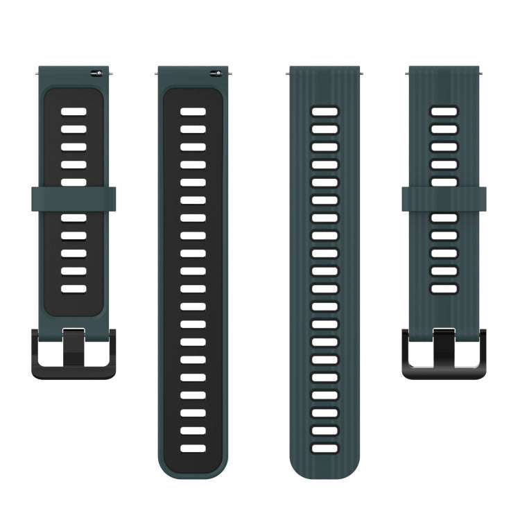 For Huawei Watch GT 3 46mm 22mm Two-color Stripe Silicone Watch Band(Olive Green Black)