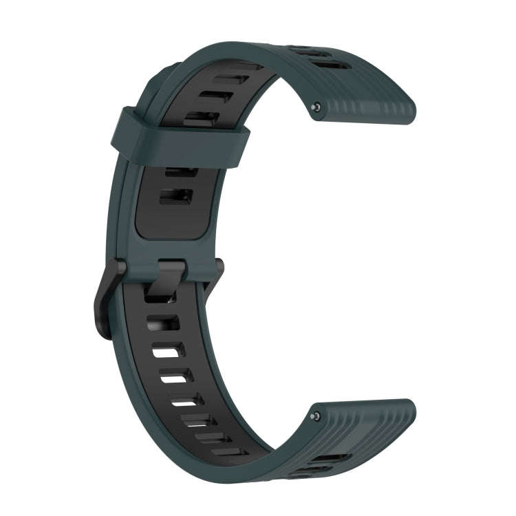 For Huawei Watch GT 3 46mm 22mm Two-color Stripe Silicone Watch Band(Olive Green Black)