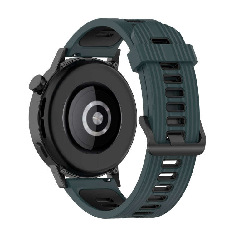 For Huawei Watch GT 3 46mm 22mm Two-color Stripe Silicone Watch Band(Olive Green Black)
