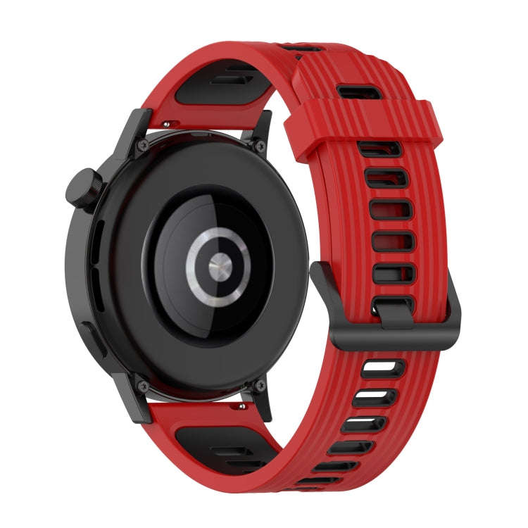 For Huawei Watch GT 3 46mm 22mm Two-color Stripe Silicone Watch Band(Red Black)