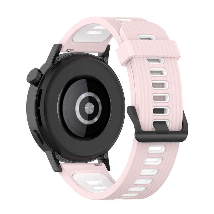 For Huawei Watch GT 3 46mm 22mm Two-color Stripe Silicone Watch Band(Sand Pink White)