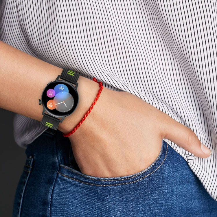 For Huawei Watch GT 3 46mm 22mm Two-color Stripe Silicone Watch Band(Sand Pink White)