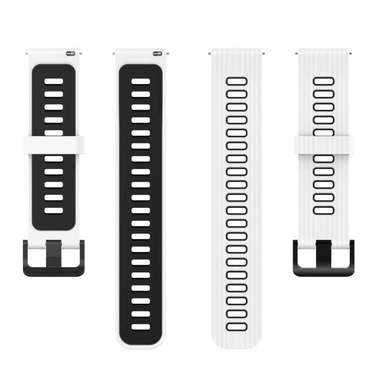 For Samsung Galaxy Watch4/Active2 20mm Two-color Stripe Silicone Watch Band(White Black)