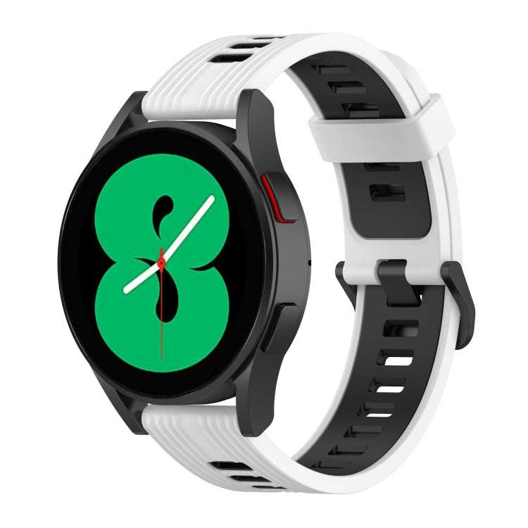 For Samsung Galaxy Watch4/Active2 20mm Two-color Stripe Silicone Watch Band(White Black)