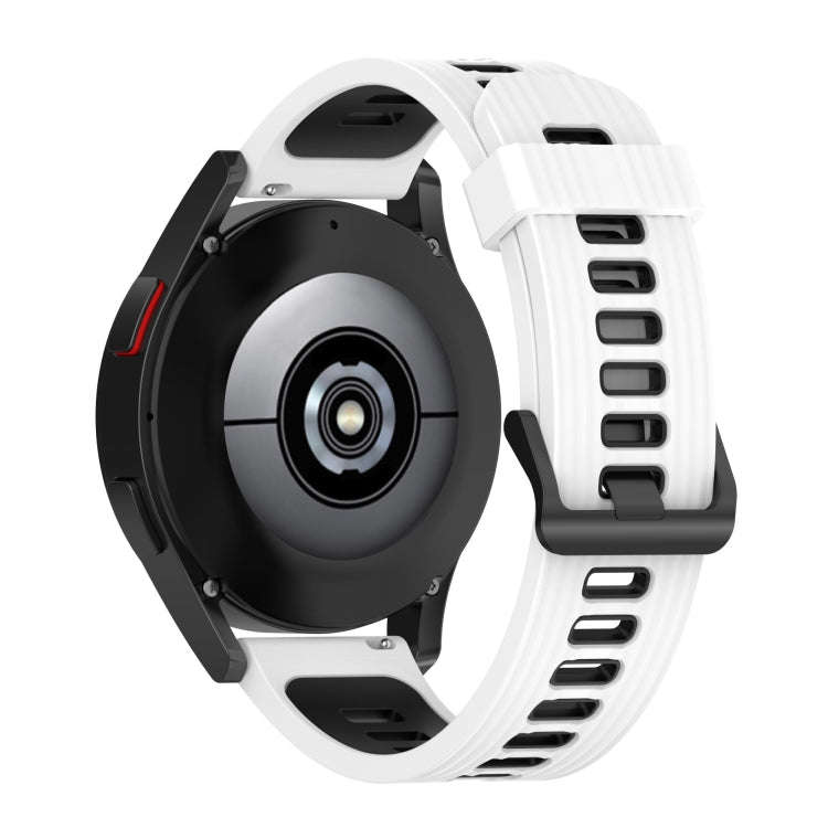 For Samsung Galaxy Watch4/Active2 20mm Two-color Stripe Silicone Watch Band(White Black)