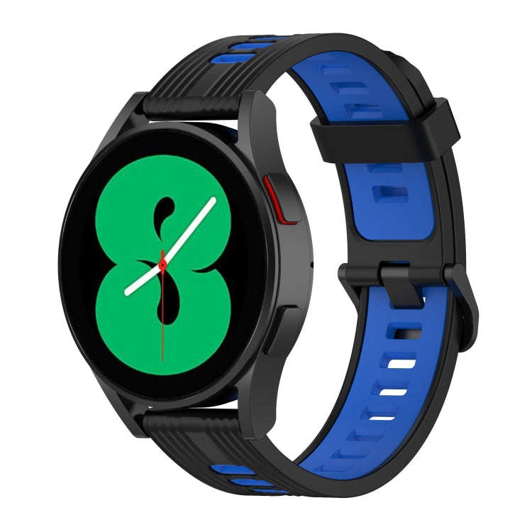 For Samsung Galaxy Watch4/Active2 20mm Two-color Stripe Silicone Watch Band(Black Blue)