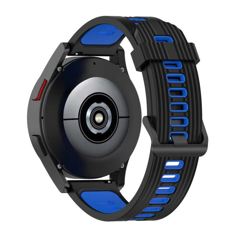 For Samsung Galaxy Watch4/Active2 20mm Two-color Stripe Silicone Watch Band(Black Blue)