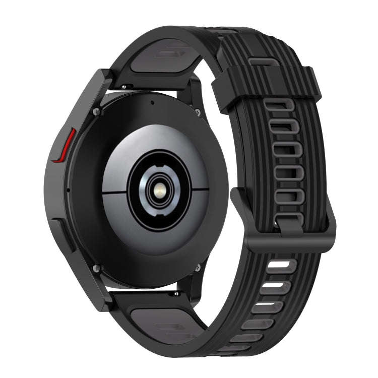 For Samsung Galaxy Watch4/Active2 20mm Two-color Stripe Silicone Watch Band(Black Dark Grey)