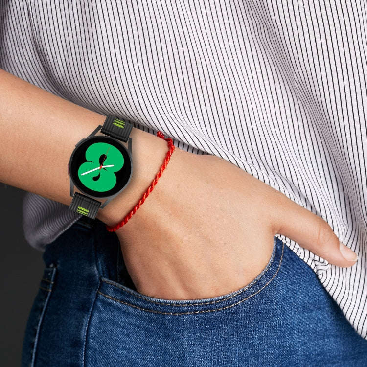 For Samsung Galaxy Watch4/Active2 20mm Two-color Stripe Silicone Watch Band(Black Dark Grey)