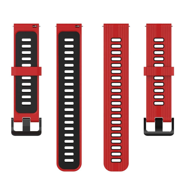 For Samsung Galaxy Watch4/Active2 20mm Two-color Stripe Silicone Watch Band(Red Black)