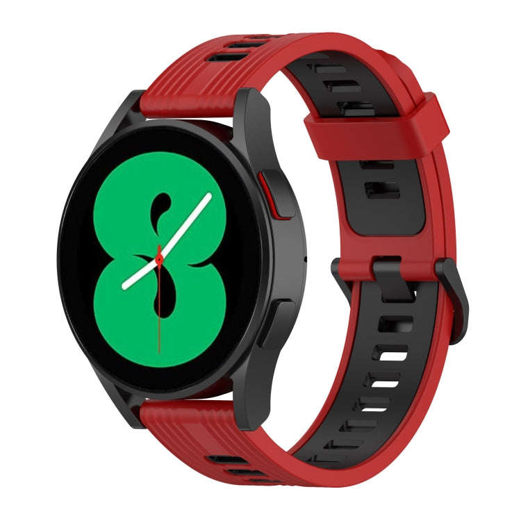 For Samsung Galaxy Watch4/Active2 20mm Two-color Stripe Silicone Watch Band(Red Black)