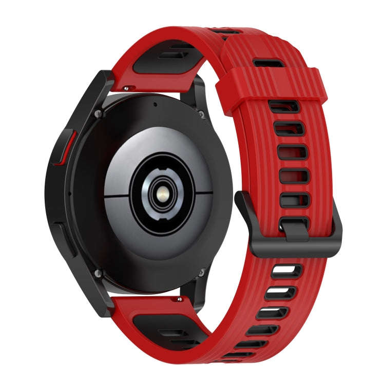 For Samsung Galaxy Watch4/Active2 20mm Two-color Stripe Silicone Watch Band(Red Black)