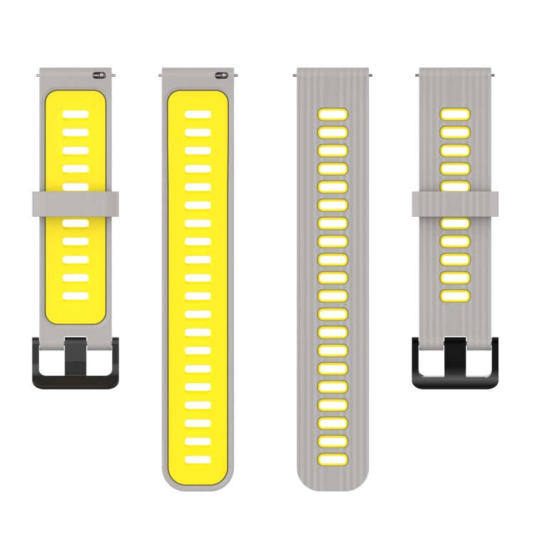 For Samsung Galaxy Watch4/Active2 20mm Two-color Stripe Silicone Watch Band(Grey Yellow)