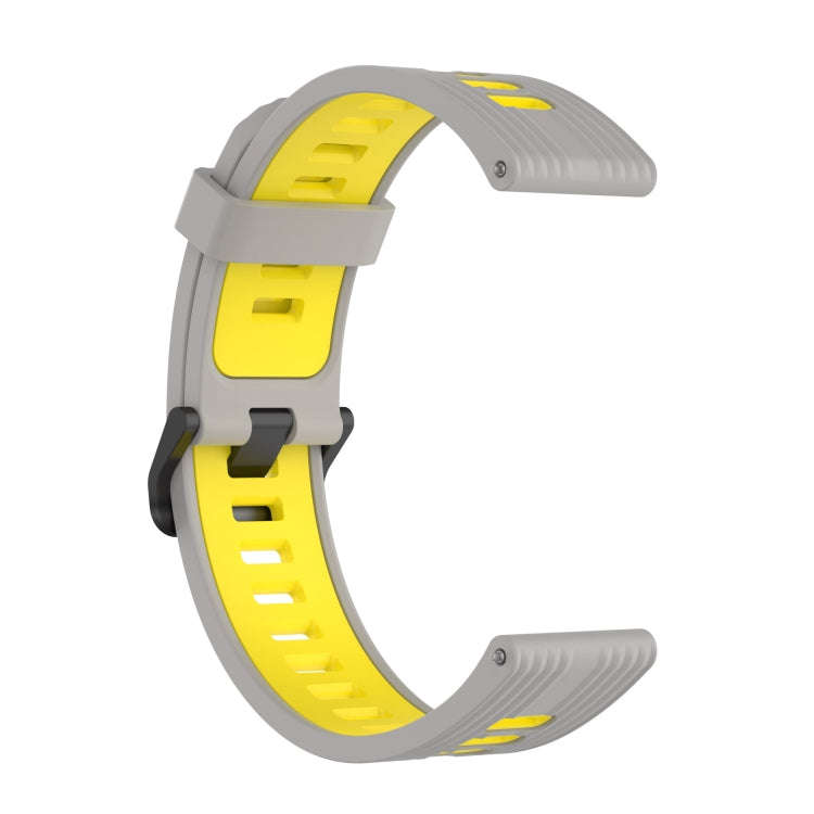 For Samsung Galaxy Watch4/Active2 20mm Two-color Stripe Silicone Watch Band(Grey Yellow)