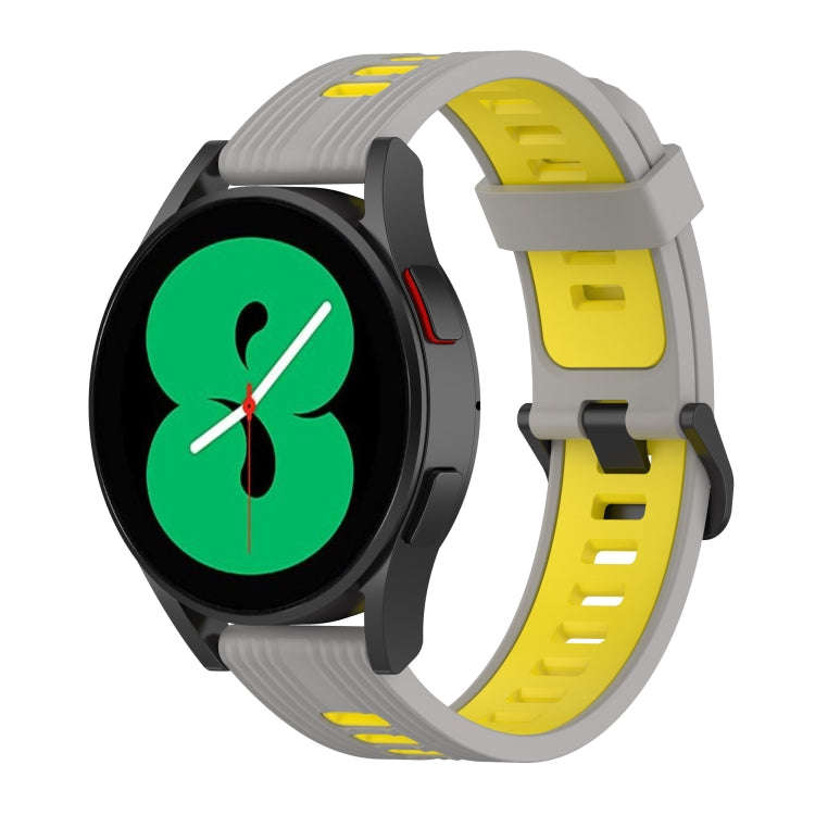 For Samsung Galaxy Watch4/Active2 20mm Two-color Stripe Silicone Watch Band(Grey Yellow)
