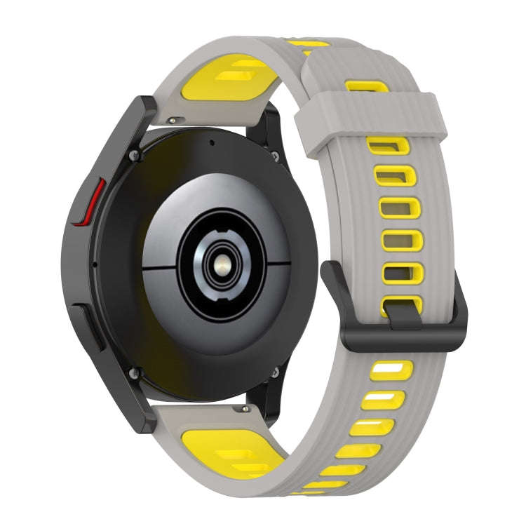 For Samsung Galaxy Watch4/Active2 20mm Two-color Stripe Silicone Watch Band(Grey Yellow)
