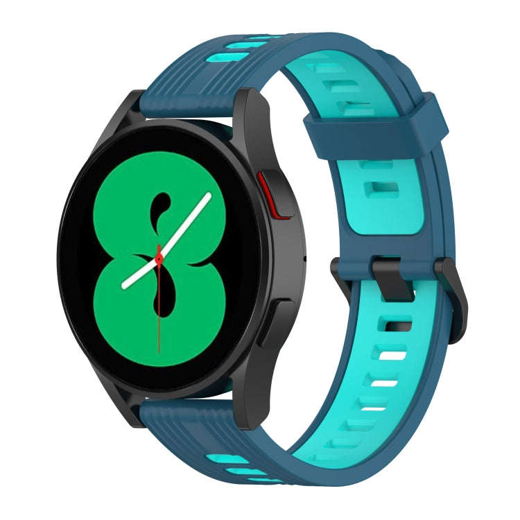 For Samsung Galaxy Watch4/Active2 20mm Two-color Stripe Silicone Watch Band(Blue Mint Green)