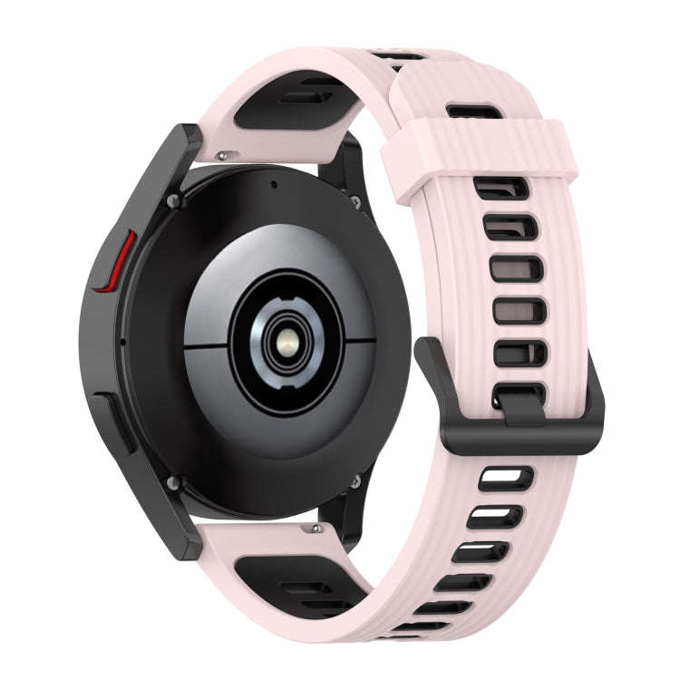 For Samsung Galaxy Watch4/Active2 20mm Two-color Stripe Silicone Watch Band(Sand Pink White)