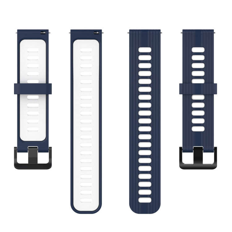 For Samsung Galaxy Watch4/Active2 20mm Two-color Stripe Silicone Watch Band(Midnight Blue White)