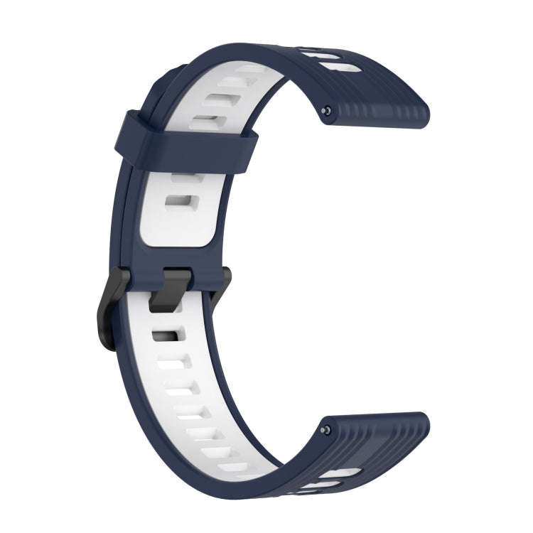 For Samsung Galaxy Watch4/Active2 20mm Two-color Stripe Silicone Watch Band(Midnight Blue White)