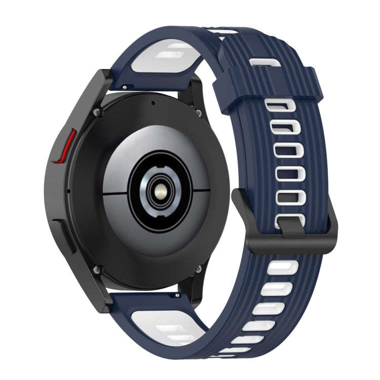 For Samsung Galaxy Watch4/Active2 20mm Two-color Stripe Silicone Watch Band(Midnight Blue White)