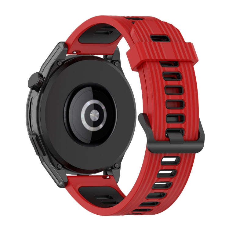 For Huawei Watch GT Runner 22mm Two-color Stripe Silicone Watch Band(Red Black)