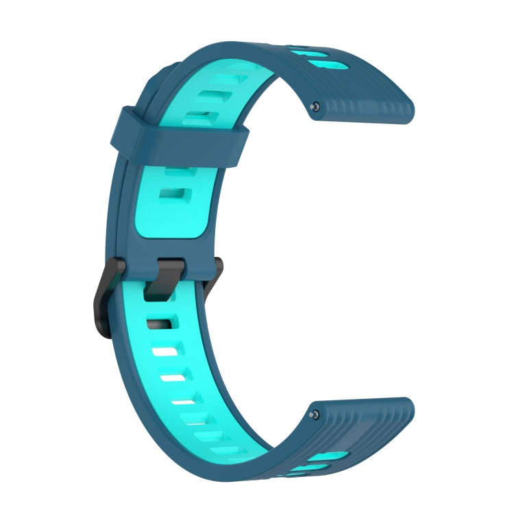 For Huawei Watch GT Runner 22mm Two-color Stripe Silicone Watch Band(Blue Mint Green)