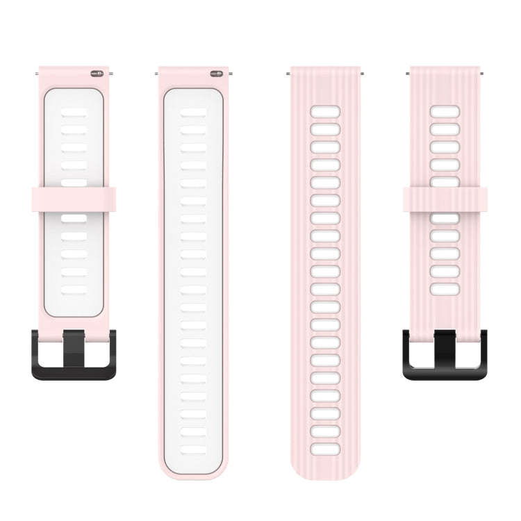 For Huawei Watch GT Runner 22mm Two-color Stripe Silicone Watch Band(Sand Pink White)