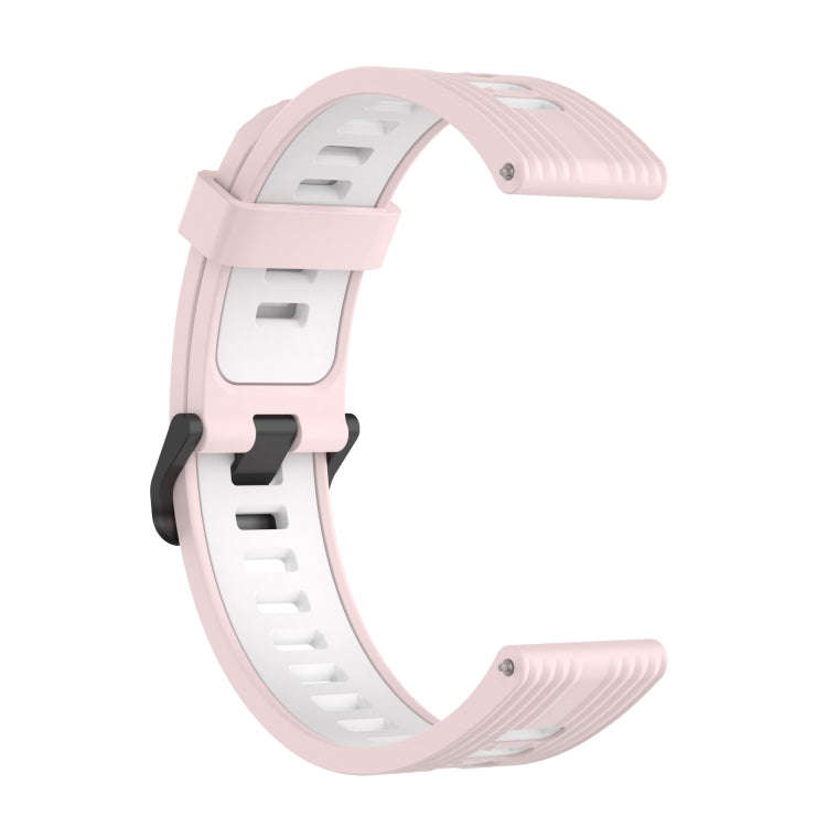 For Huawei Watch GT Runner 22mm Two-color Stripe Silicone Watch Band(Sand Pink White)