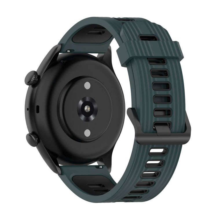 For Amazfit GTR 3/GTR 3 Pro/GTR 2 22mm Two-color Stripe Silicone Watch Band(Olive Green Black)