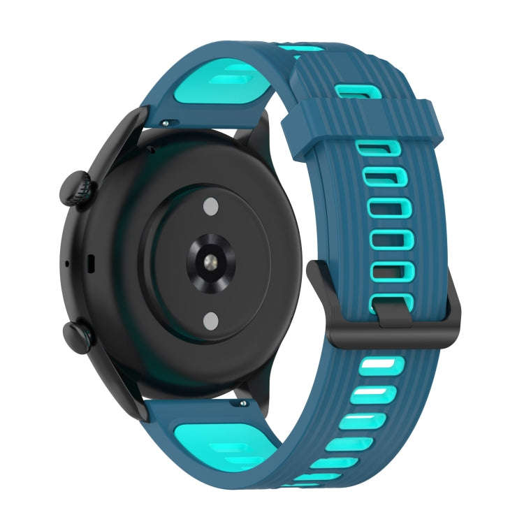 For Amazfit GTR 3/GTR 3 Pro/GTR 2 22mm Two-color Stripe Silicone Watch Band(Blue Mint Green)