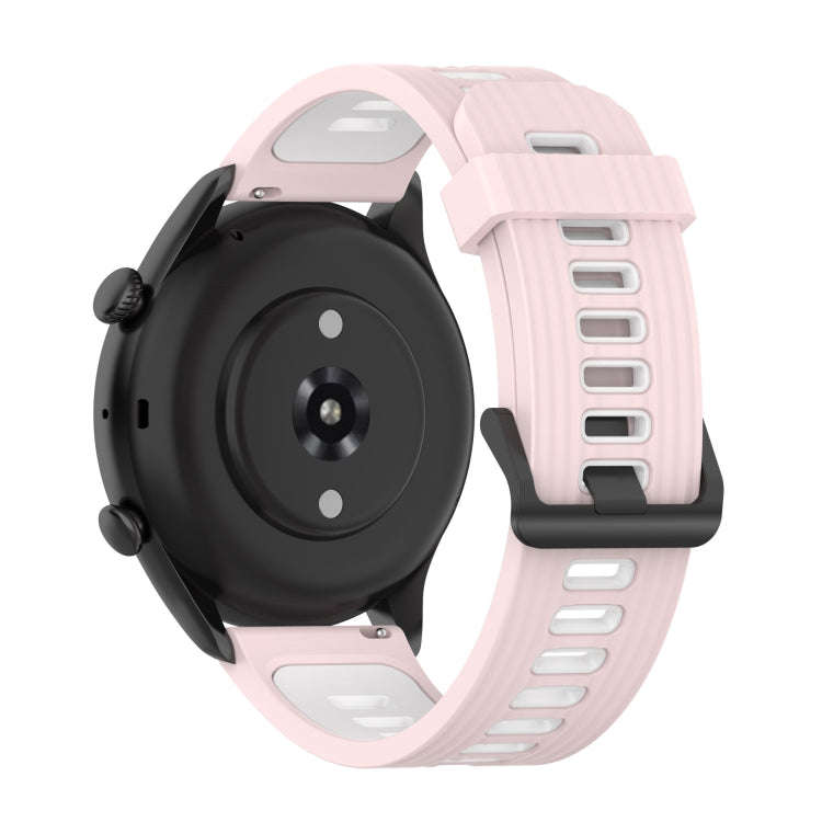 For Amazfit GTR 3/GTR 3 Pro/GTR 2 22mm Two-color Stripe Silicone Watch Band(Sand Pink White)