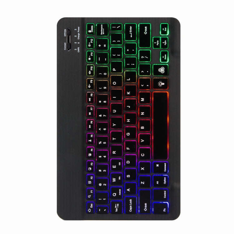 H-102S3 Tri-color Backlight Bluetooth Keyboard Leather Case with Rear Three-fold Holder For iPad ...