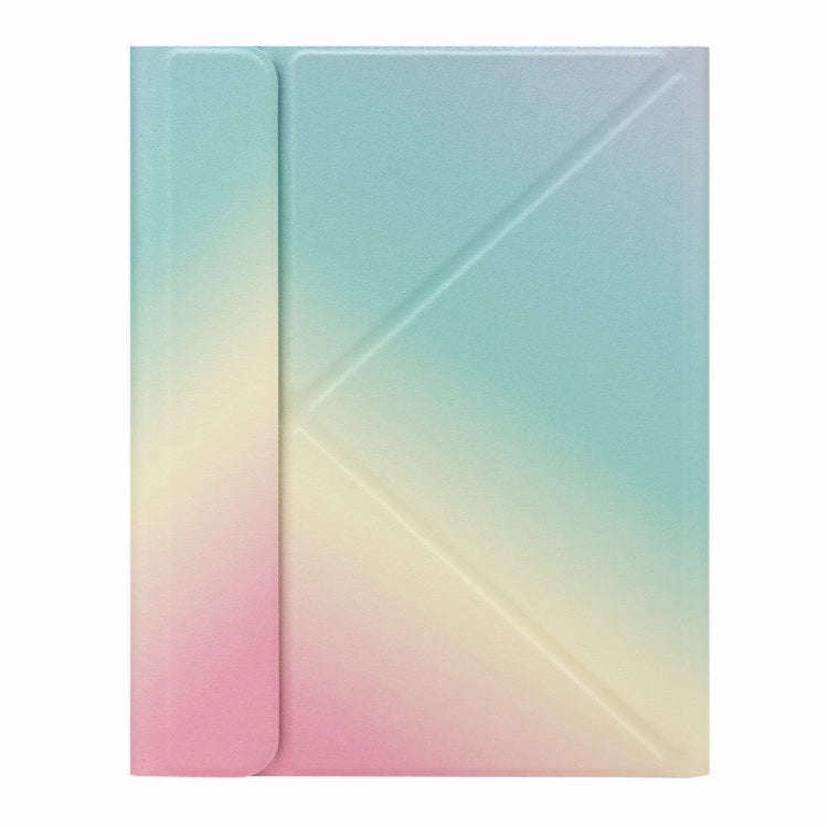 H-097S3 Tri-color Backlight Bluetooth Keyboard Leather Case with Rear Three-fold Holder For iPad ...